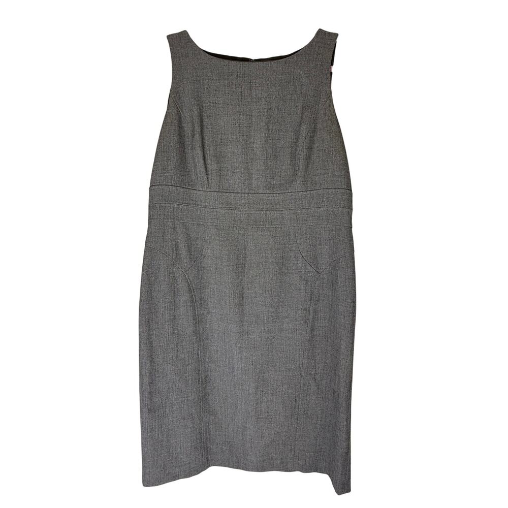Kasper‎ Gray Textured Twill Sleeveless Bodycon Sheath Lined Midi Dress Size XL